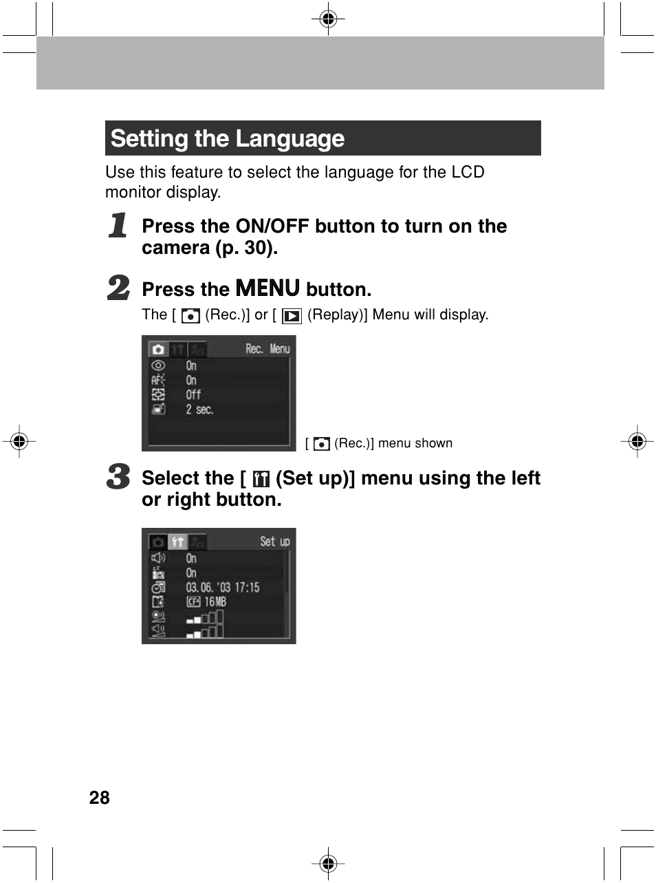 Setting the language | Canon A70 User Manual | Page 33 / 231