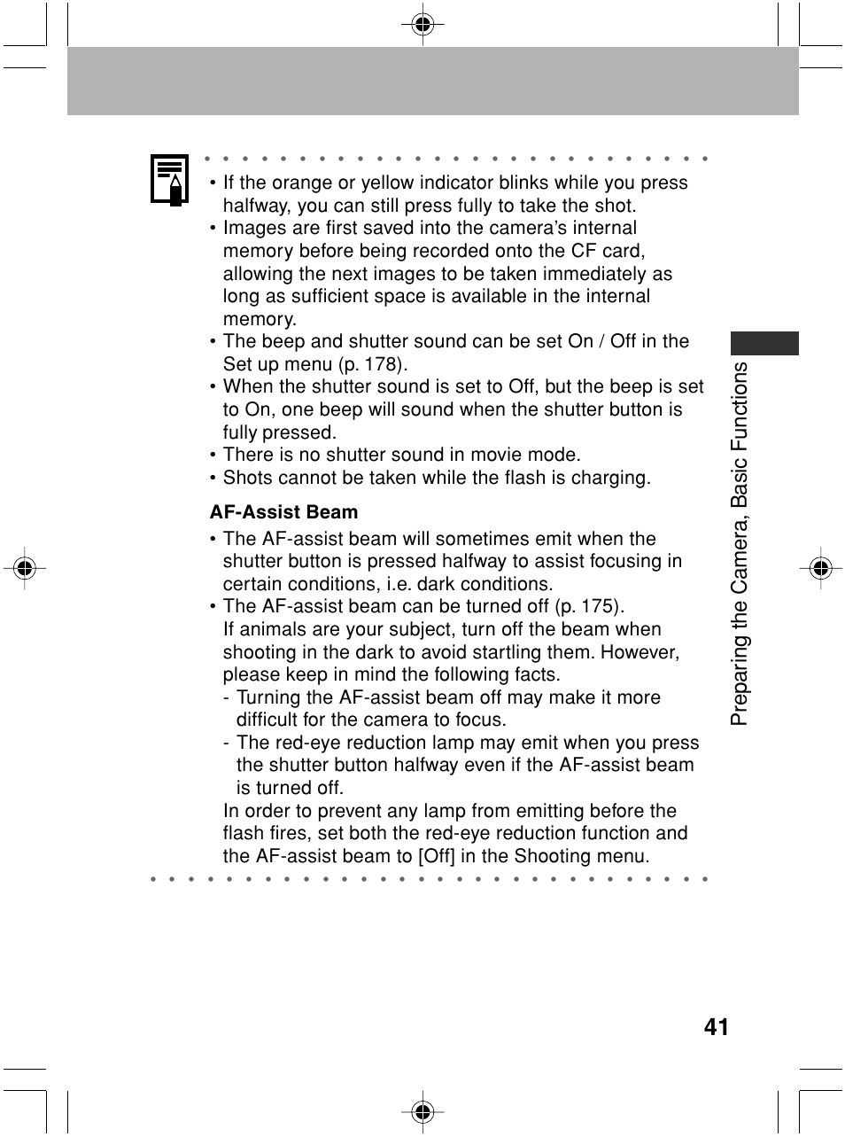 Prepar ing the camer a, basic functions | Canon A70 User Manual | Page 46 / 231