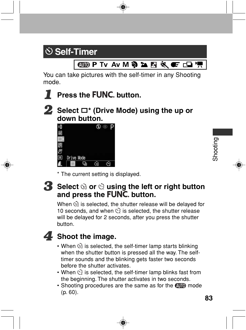 Self-timer | Canon A70 User Manual | Page 88 / 231