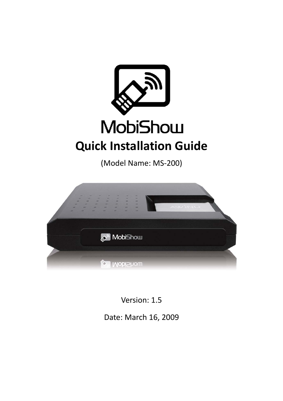Awind MobiShow MS‐200 User Manual | 5 pages