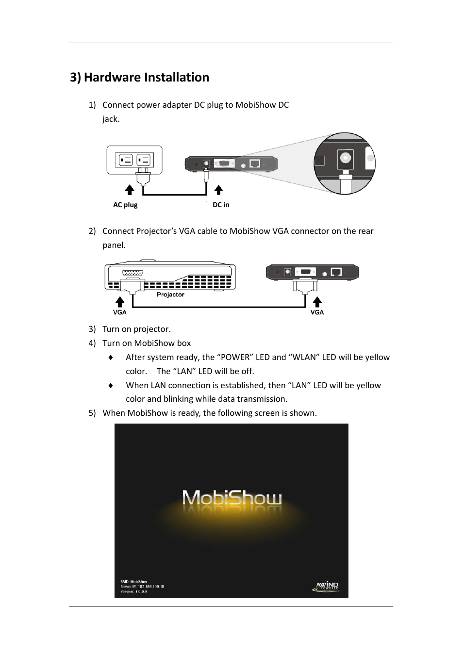 3) hardware installation | Awind MobiShow MS‐200 User Manual | Page 3 / 5