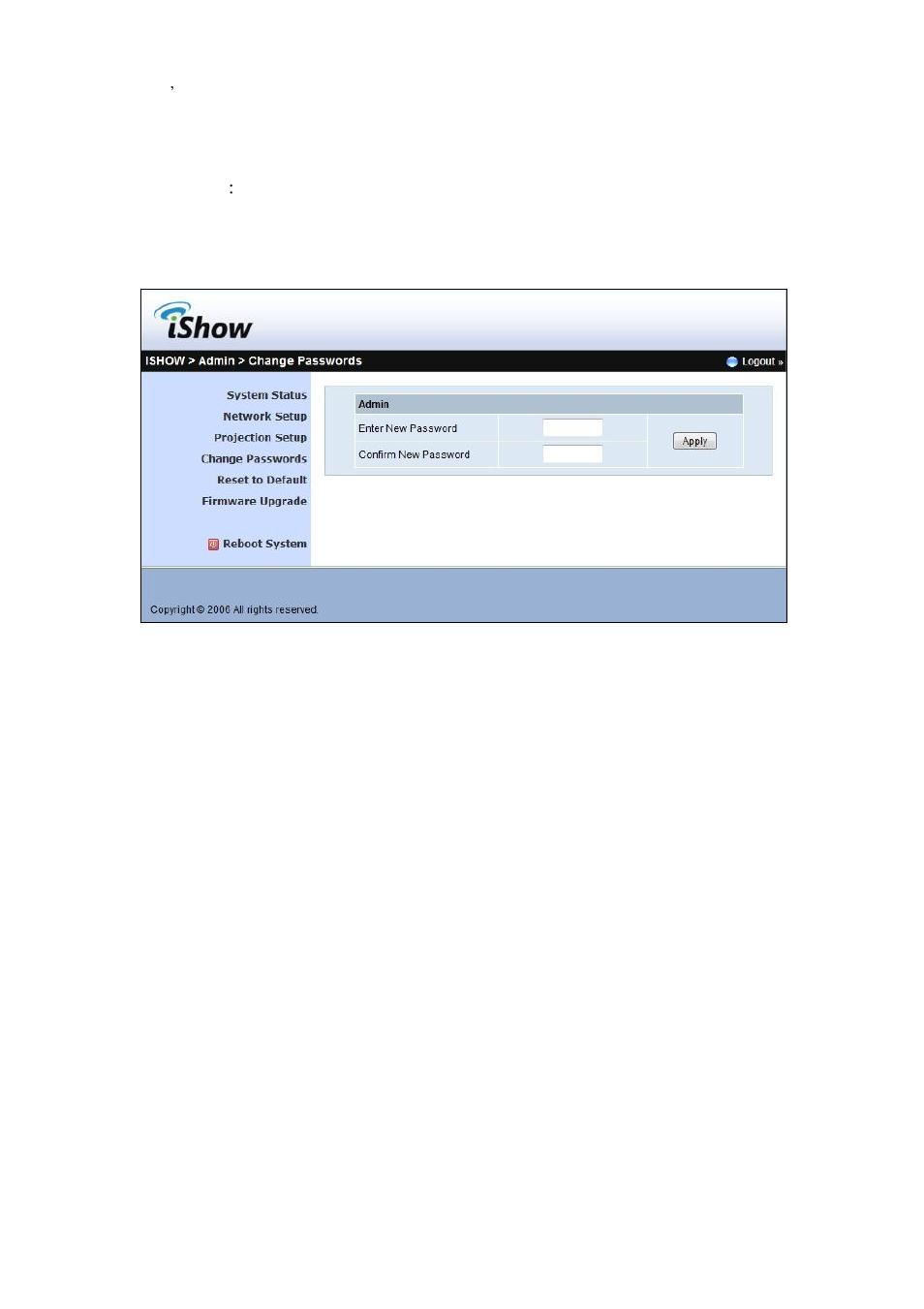 N change passwords | Awind iShow / DHP-2010C User Manual | Page 21 / 25