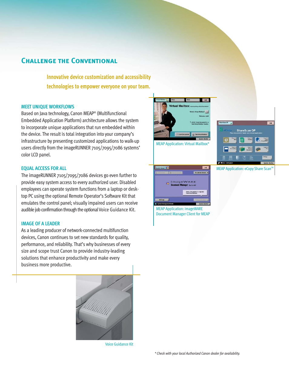 Challenge the conventional | Canon IMAGERUNNER 7086 User Manual | Page 9 / 14