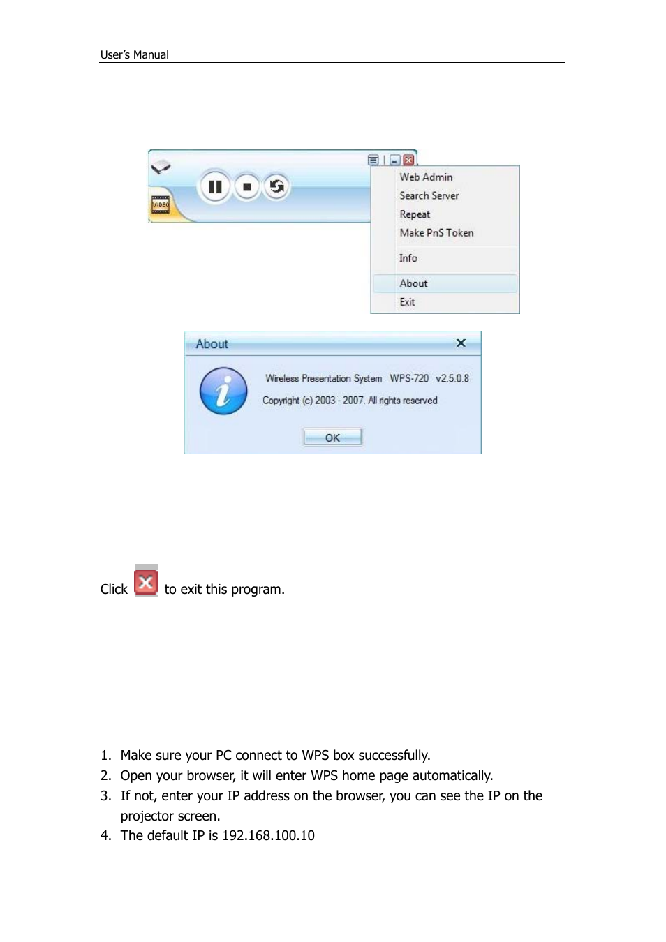 11 about, 12 exit program, Web management | Home page | Awind WPS-720 User's Manual User Manual | Page 17 / 30