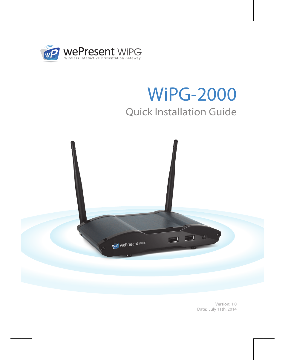 Awind wePresent WiPG-2000 Quick Install Guide User Manual | 23 pages