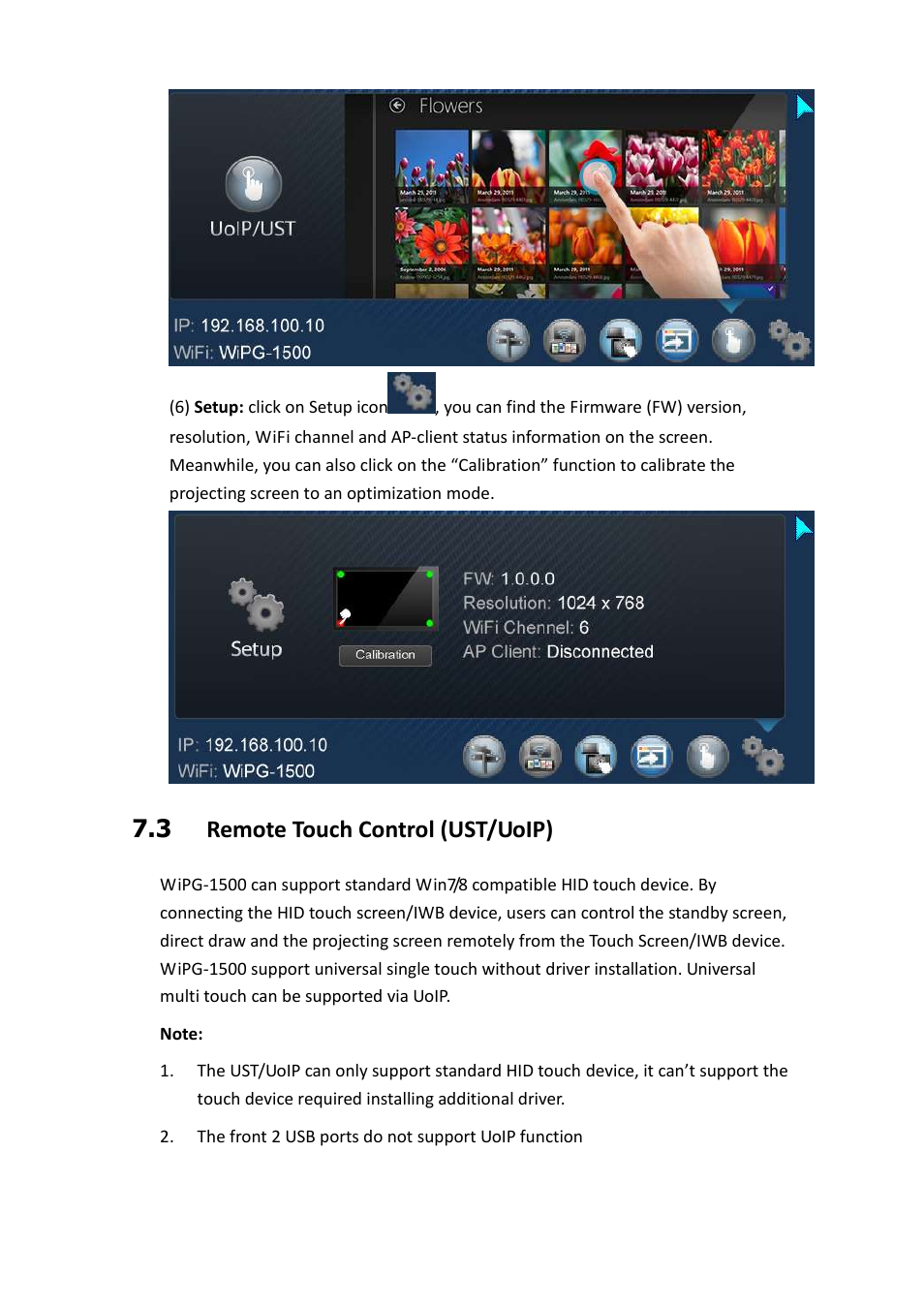 3 remote touch control (ust/uoip) | Awind wePresent WiPG-1500 User's Manual User Manual | Page 16 / 68