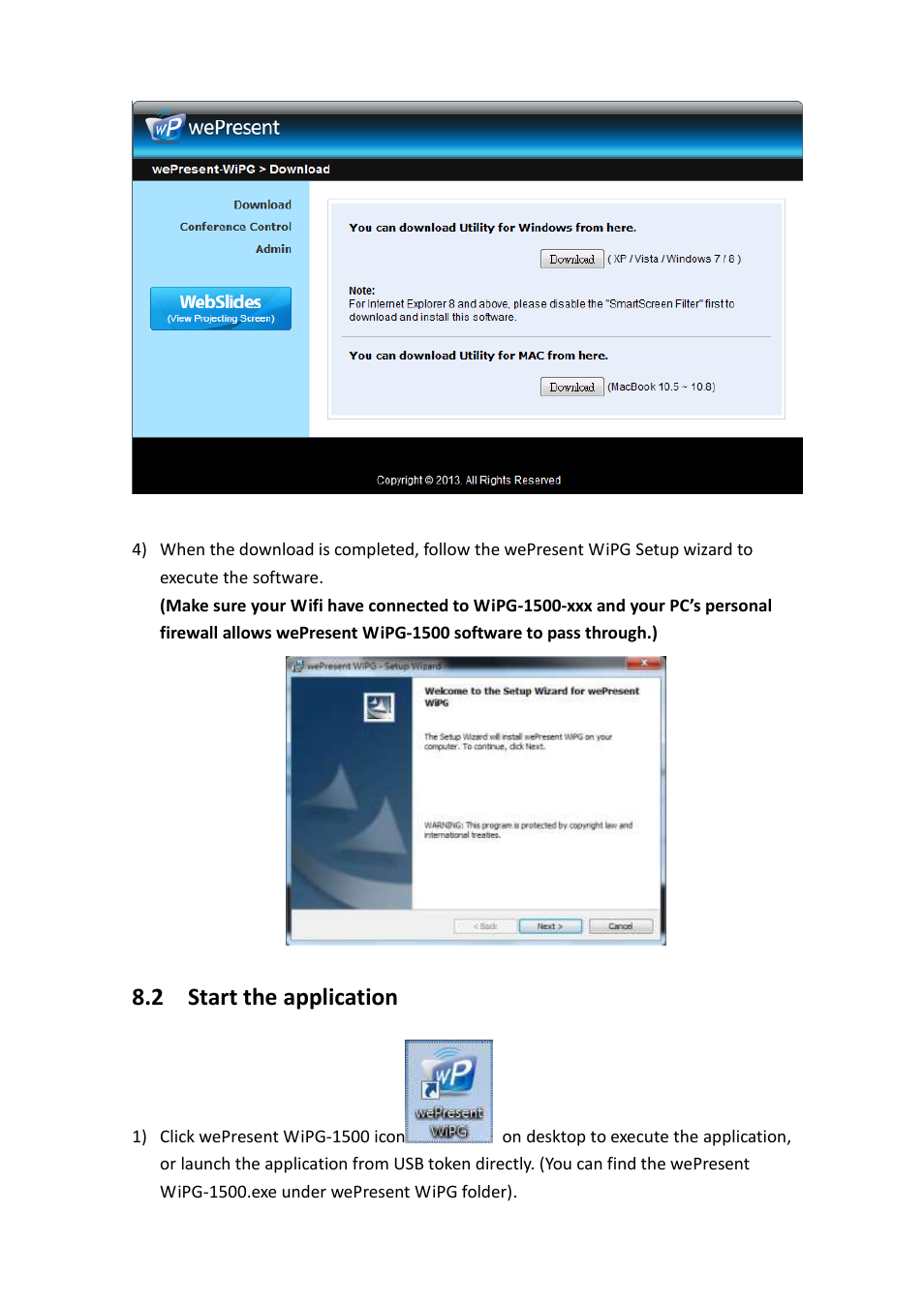 2 start the application | Awind wePresent WiPG-1500 User's Manual User Manual | Page 22 / 68