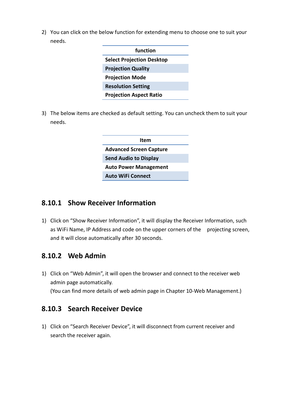 1 show receiver information, 2 web admin, 3 search receiver device | Awind wePresent WiPG-1500 User's Manual User Manual | Page 29 / 68