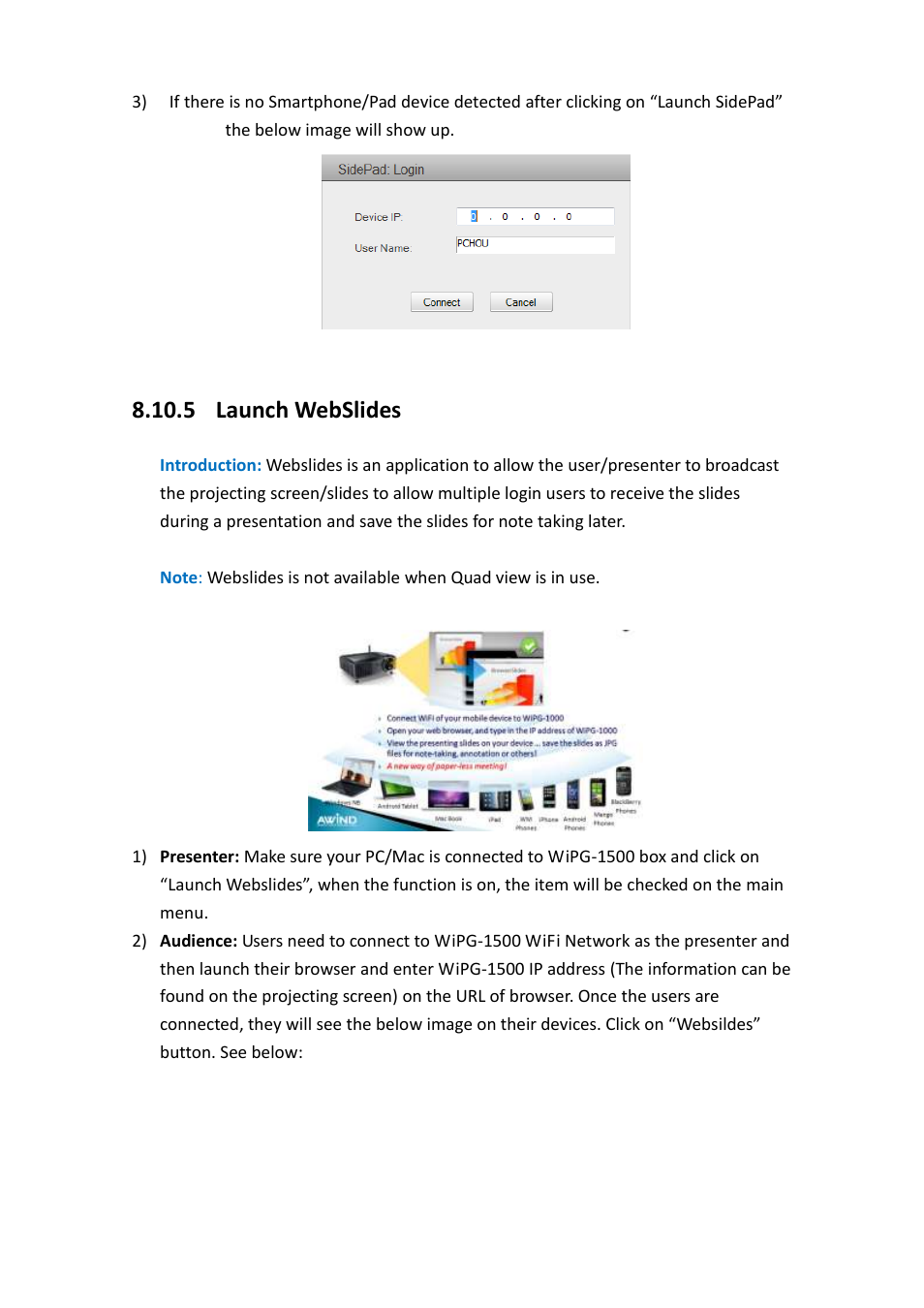 5 launch webslides | Awind wePresent WiPG-1500 User's Manual User Manual | Page 31 / 68