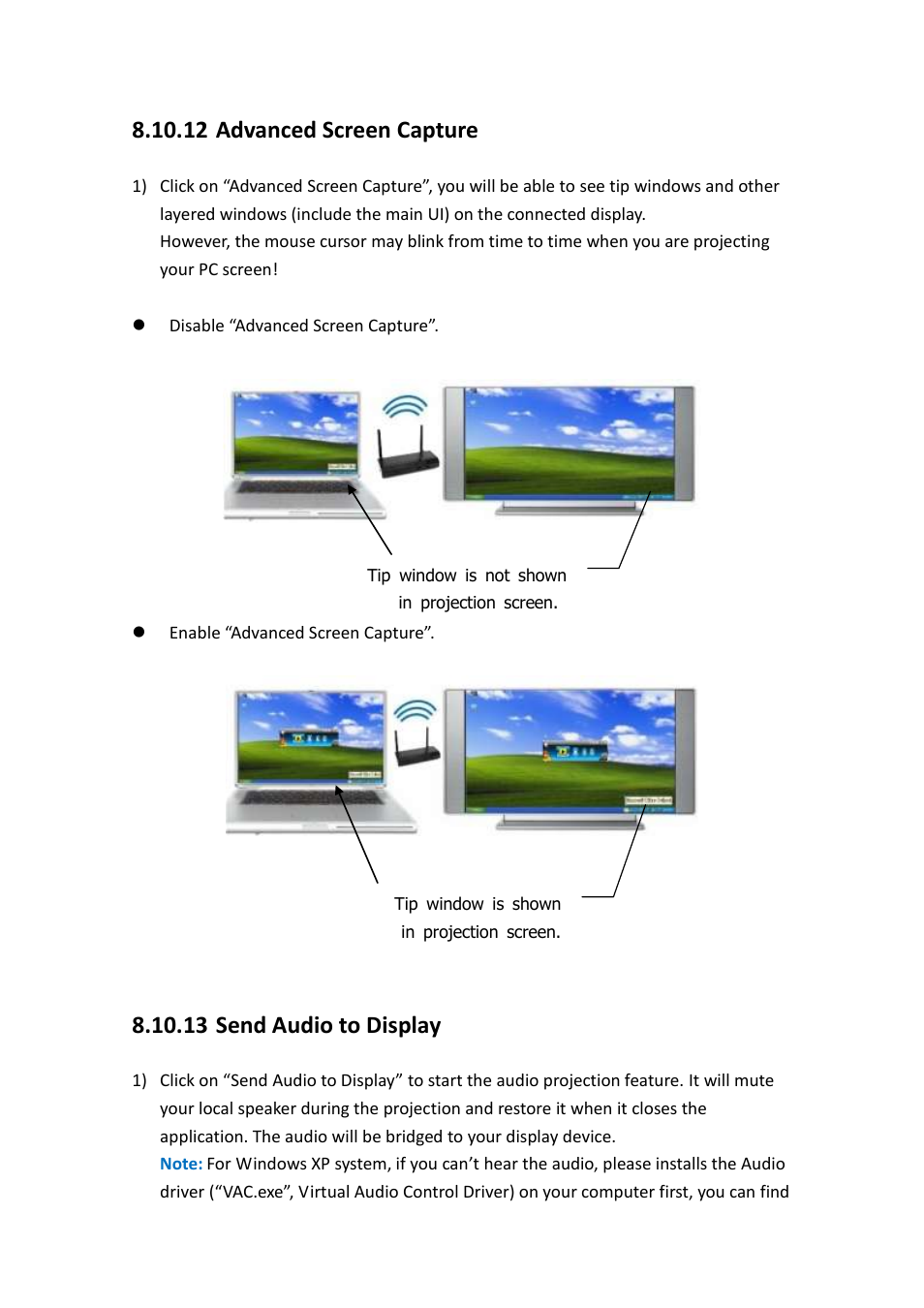 12 advanced screen capture, 13 send audio to display | Awind wePresent WiPG-1500 User's Manual User Manual | Page 35 / 68