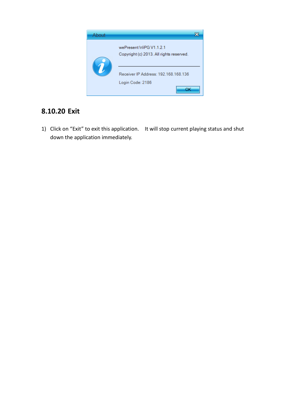20 exit | Awind wePresent WiPG-1500 User's Manual User Manual | Page 38 / 68
