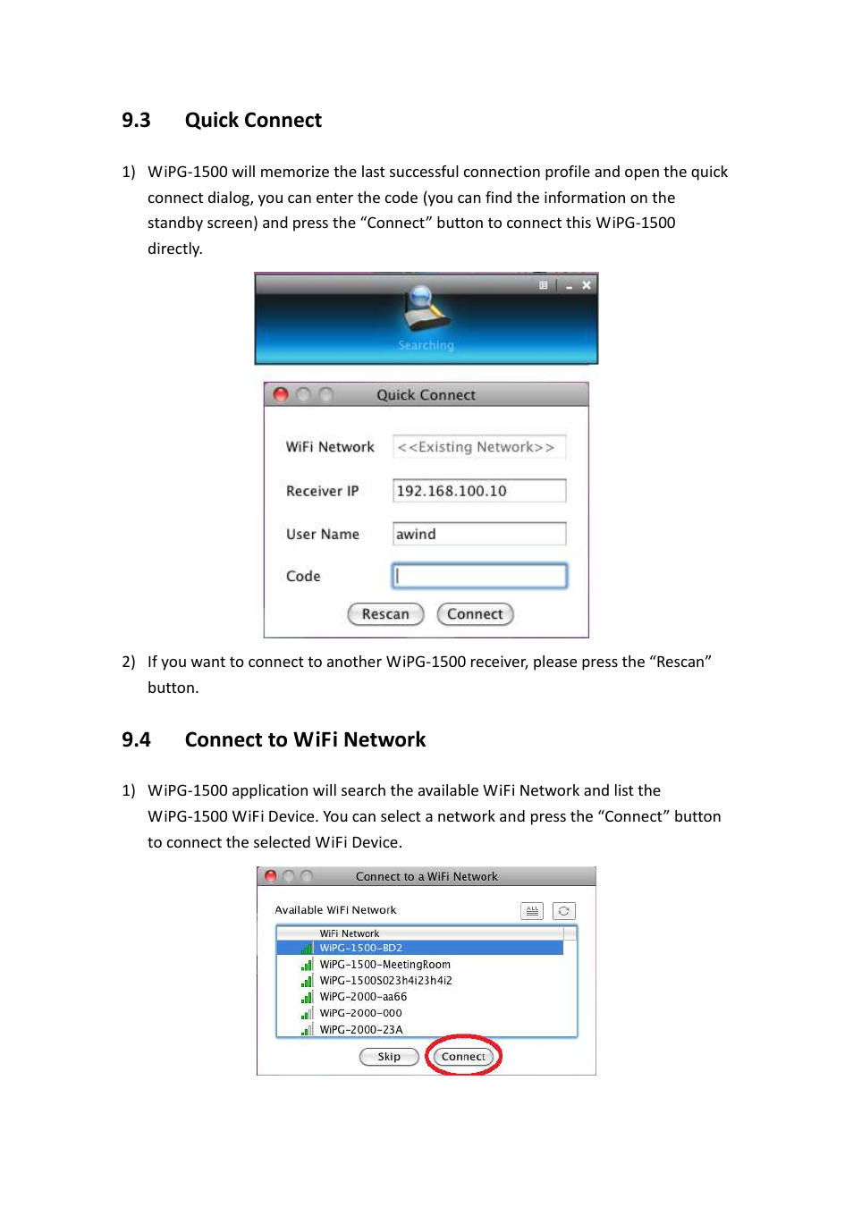 3 quick connect, 4 connect to wifi network | Awind wePresent WiPG-1500 User's Manual User Manual | Page 41 / 68
