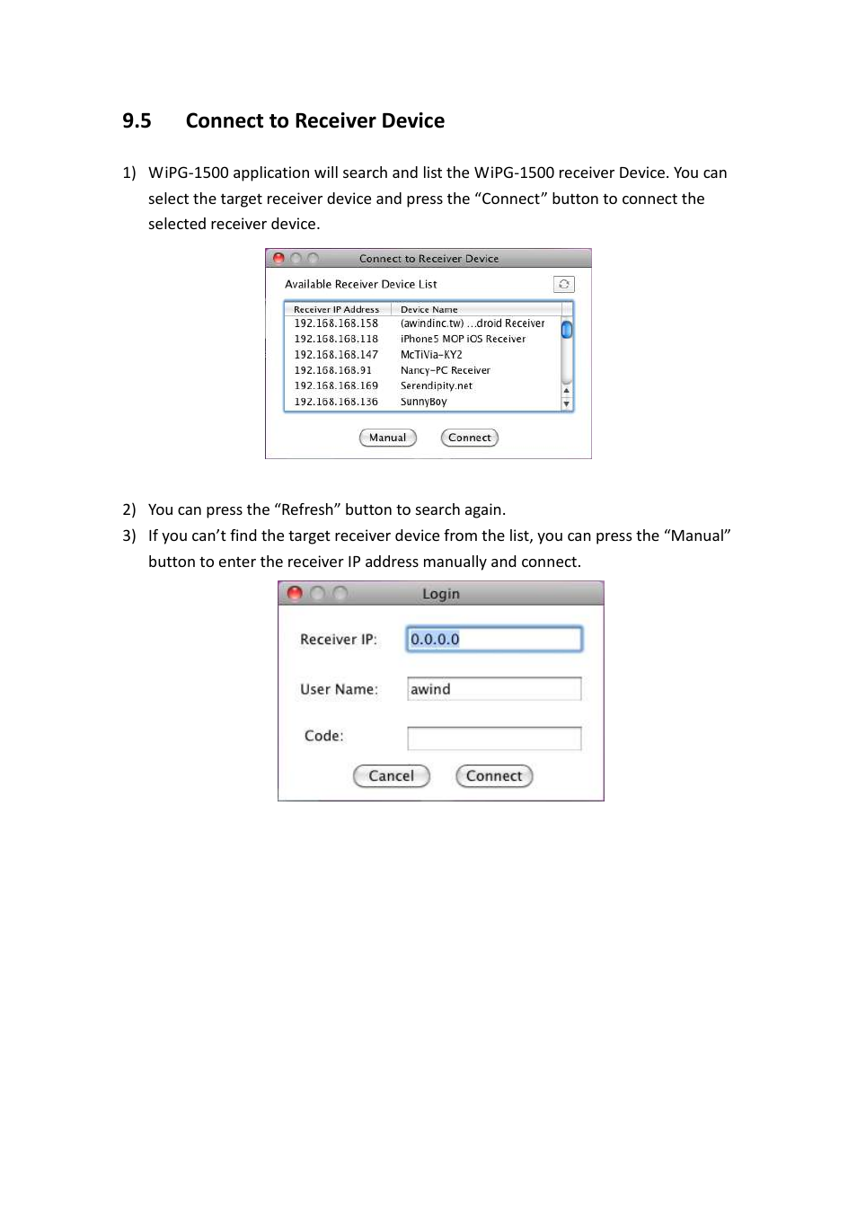 5 connect to receiver device | Awind wePresent WiPG-1500 User's Manual User Manual | Page 43 / 68