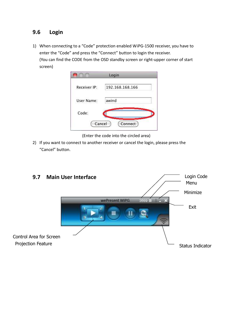 6 login, 7 main user interface | Awind wePresent WiPG-1500 User's Manual User Manual | Page 44 / 68