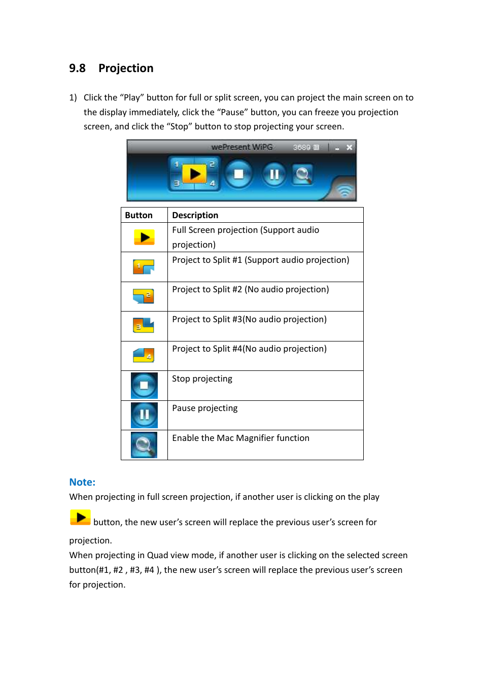 8 projection | Awind wePresent WiPG-1500 User's Manual User Manual | Page 45 / 68