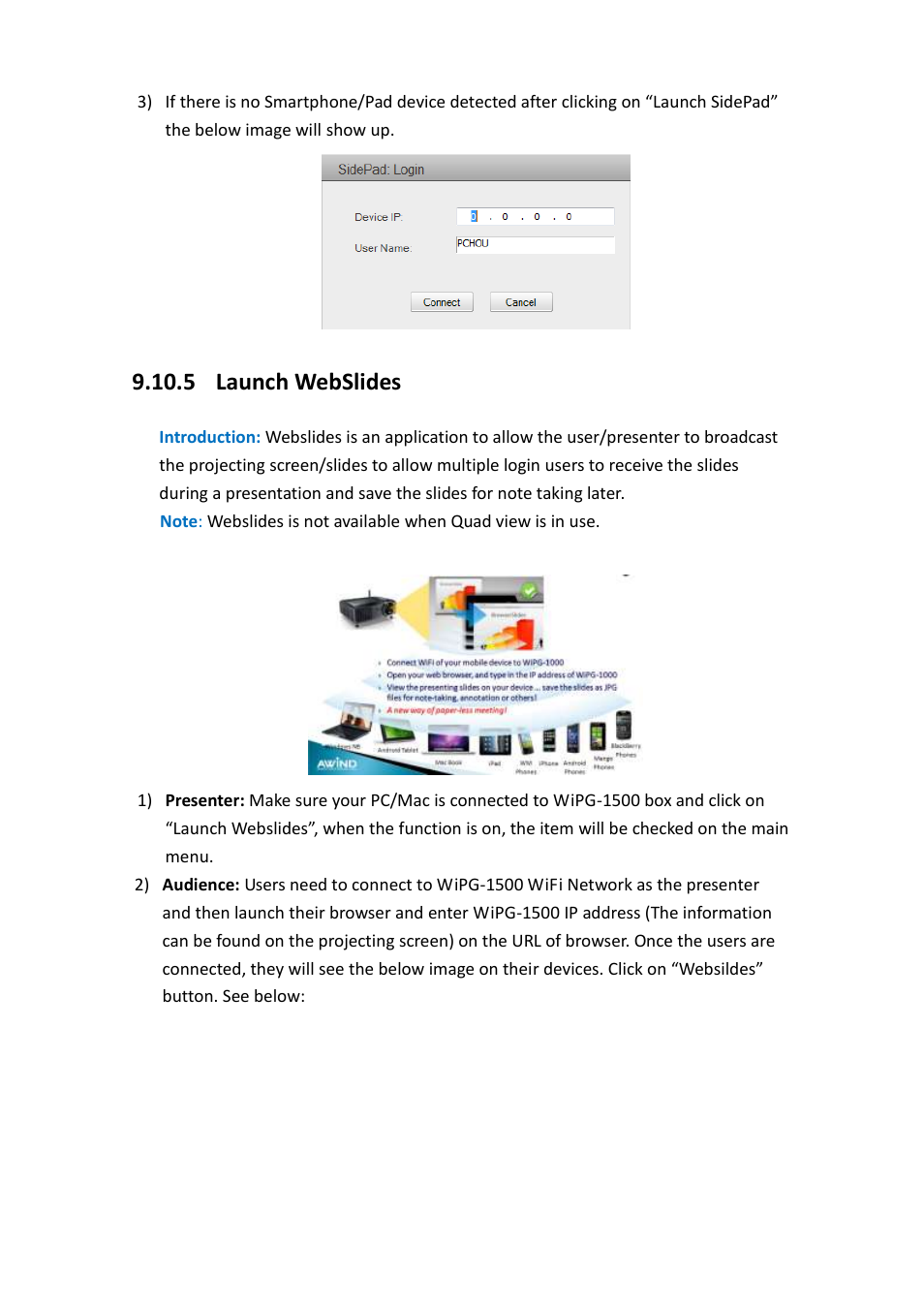 5 launch webslides | Awind wePresent WiPG-1500 User's Manual User Manual | Page 49 / 68