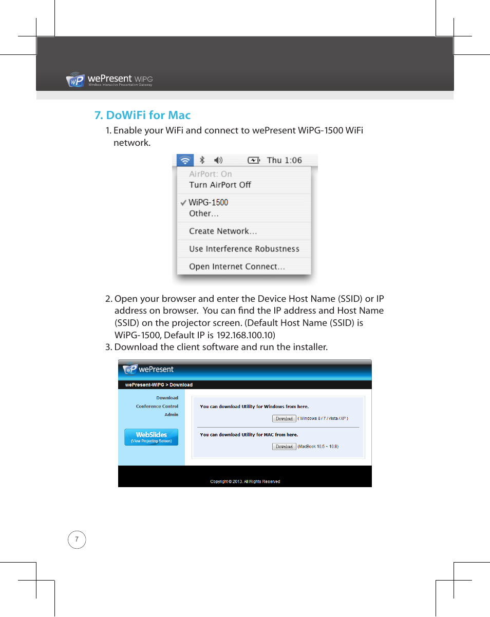 Dowifi for mac, Wipg-1500 | Awind wePresent WiPG-1500 Quick Install Guide User Manual | Page 8 / 24