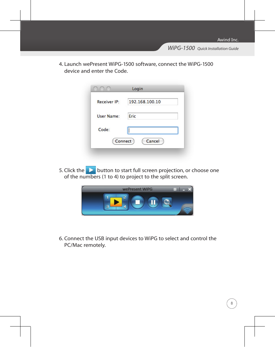 Wipg-1500 | Awind wePresent WiPG-1500 Quick Install Guide User Manual | Page 9 / 24