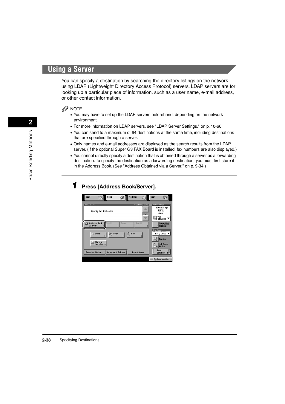 Using a server, Using a server -38 | Canon C3200 User Manual | Page 101 / 563