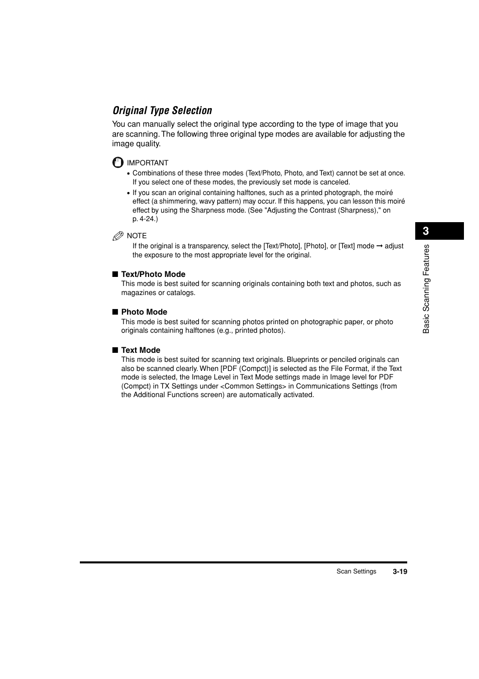 Original type selection -19, Original type selection | Canon C3200 User Manual | Page 134 / 563