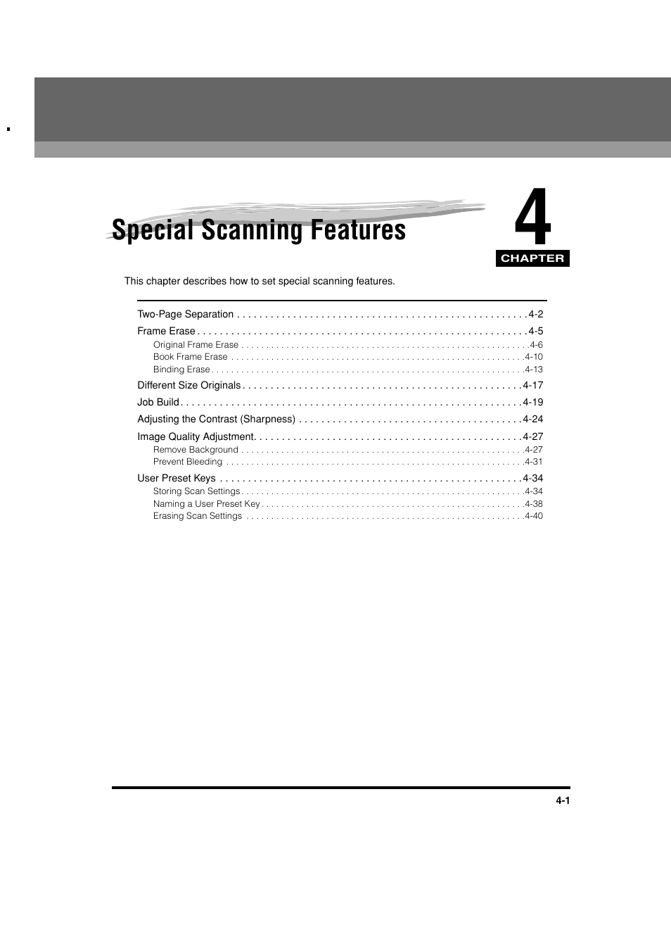 Special scanning features, Chapter 4 | Canon C3200 User Manual | Page 148 / 563