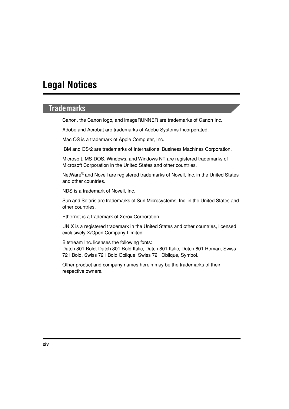 Legal notices, Trademarks | Canon C3200 User Manual | Page 15 / 563