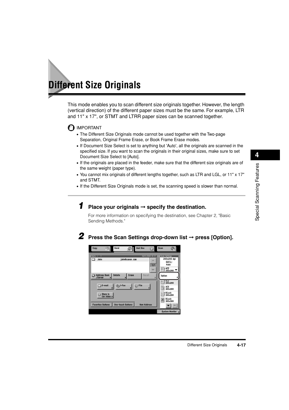 Different size originals, Different size originals -17 | Canon C3200 User Manual | Page 164 / 563