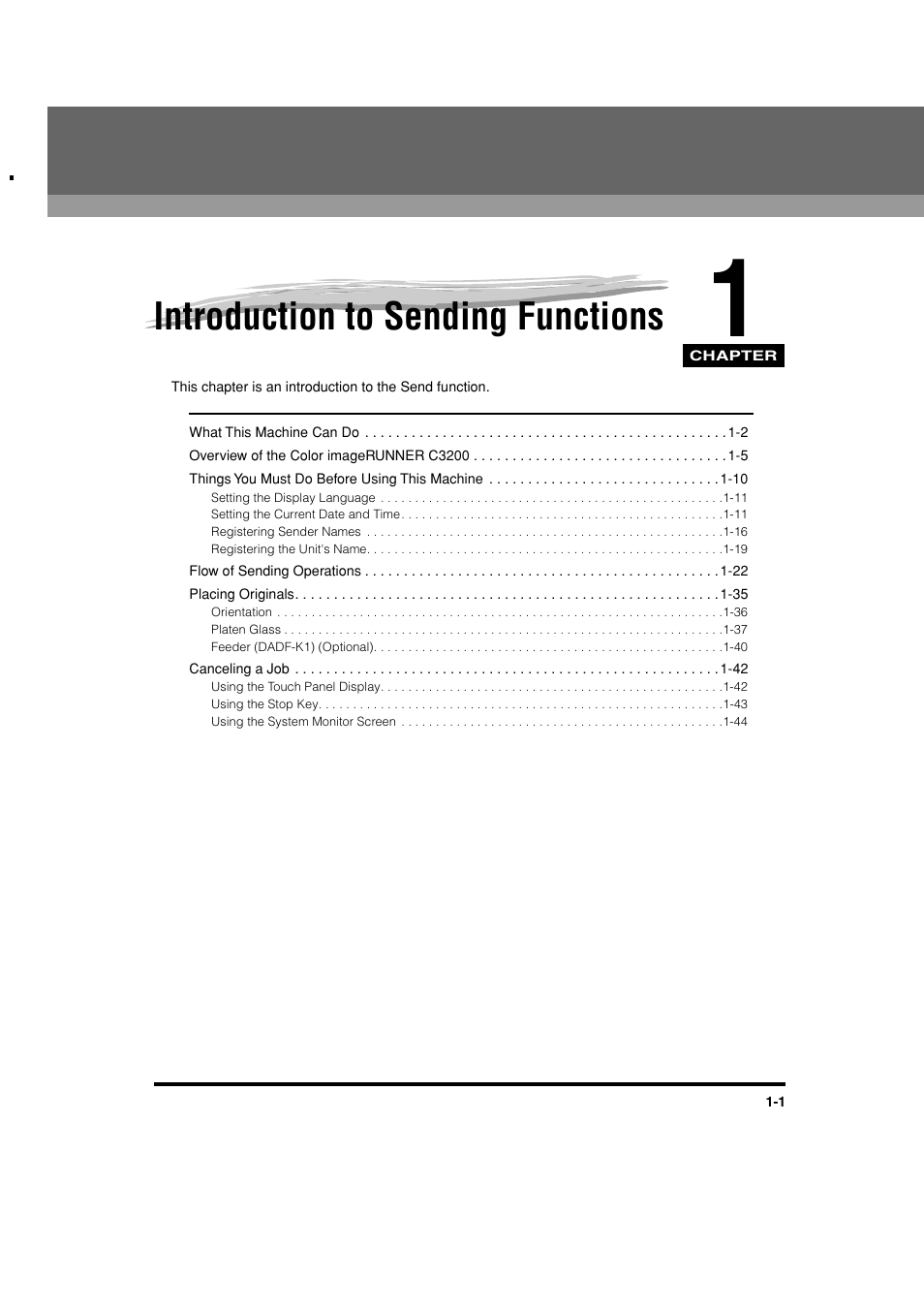 Introduction to sending functions, Chapter 1 | Canon C3200 User Manual | Page 18 / 563