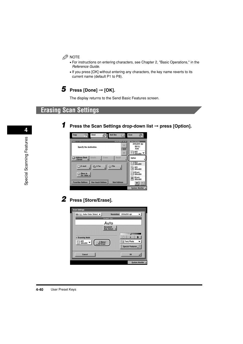 Erasing scan settings, Erasing scan settings -40 | Canon C3200 User Manual | Page 187 / 563