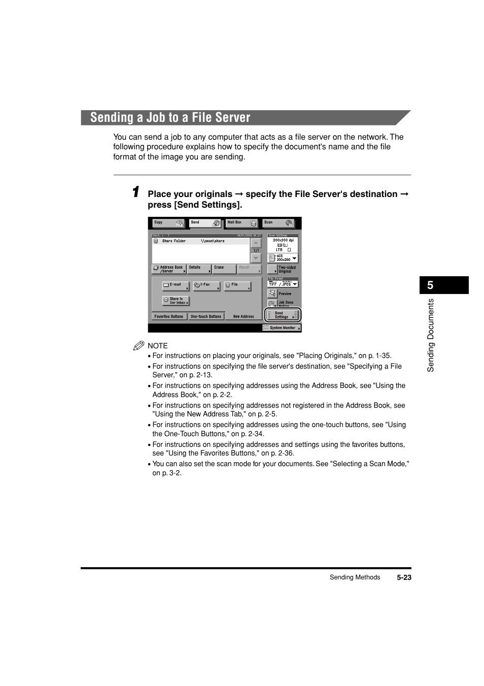 Sending a job to a file server, Sending a job to a file server -23 | Canon C3200 User Manual | Page 212 / 563
