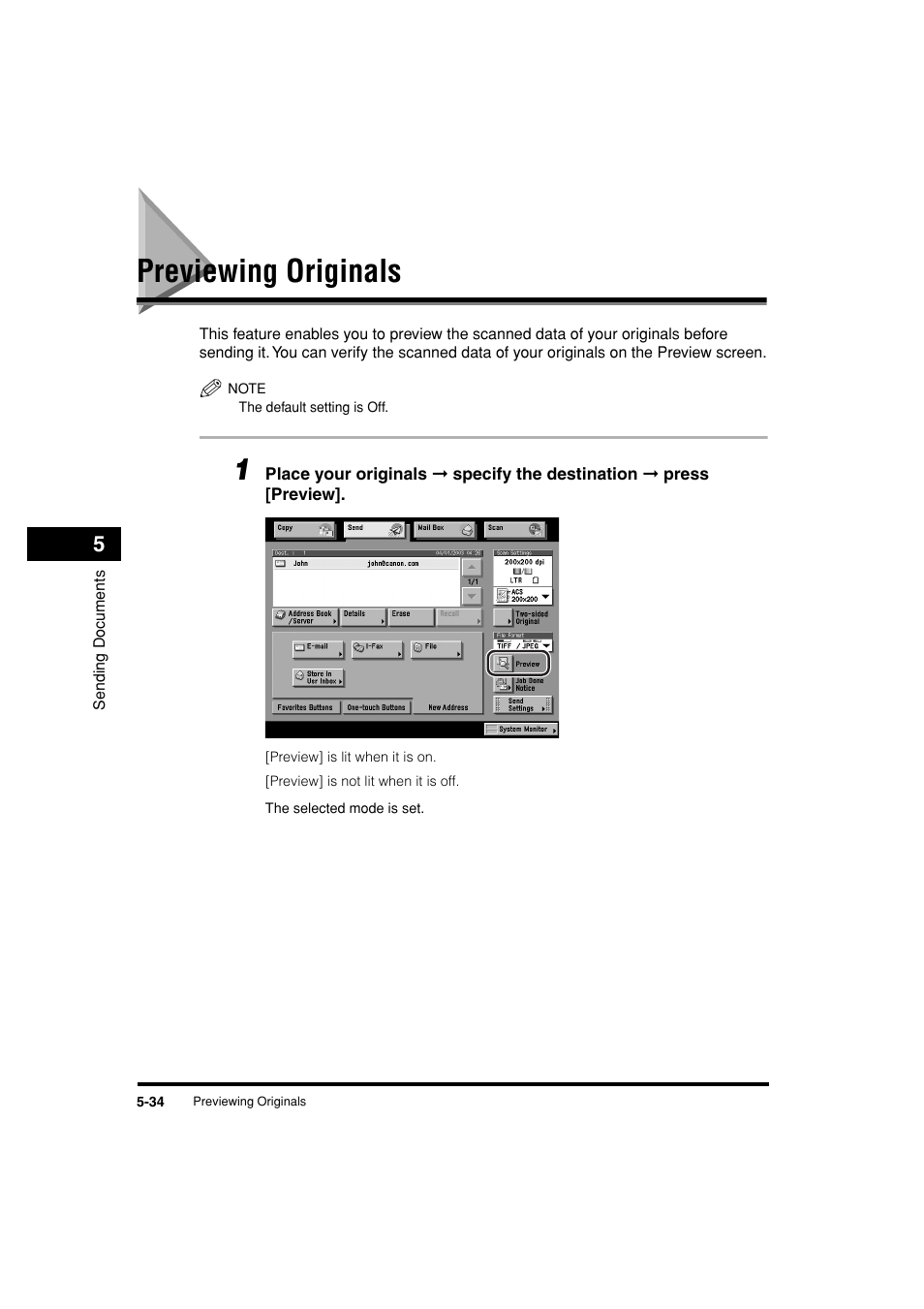 Previewing originals, Previewing originals -34, See p. 5-34 | See "previewing originals," on p. 5-34.) | Canon C3200 User Manual | Page 223 / 563