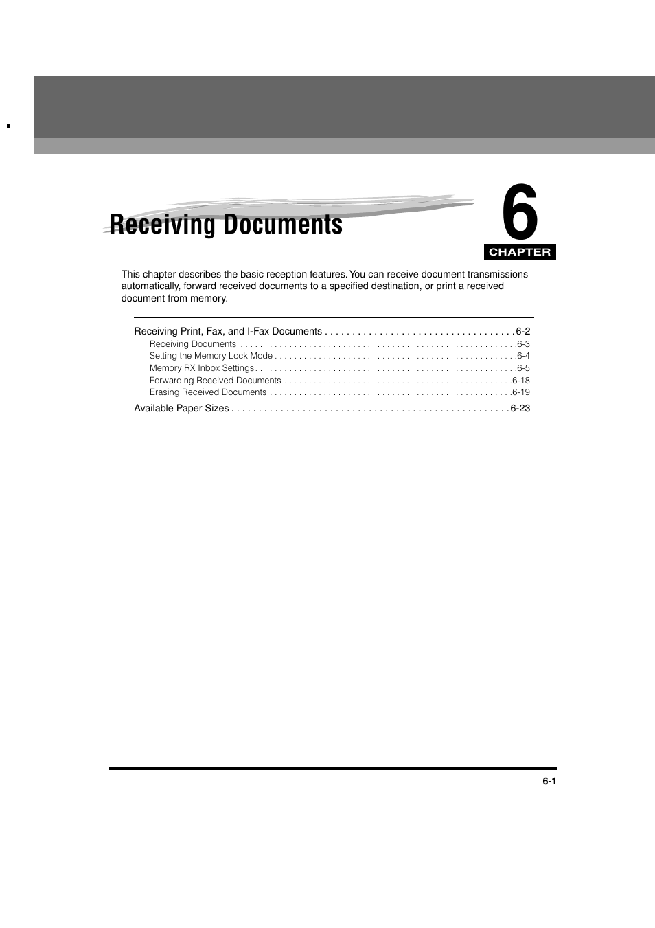 Receiving documents, Chapter 6 | Canon C3200 User Manual | Page 232 / 563