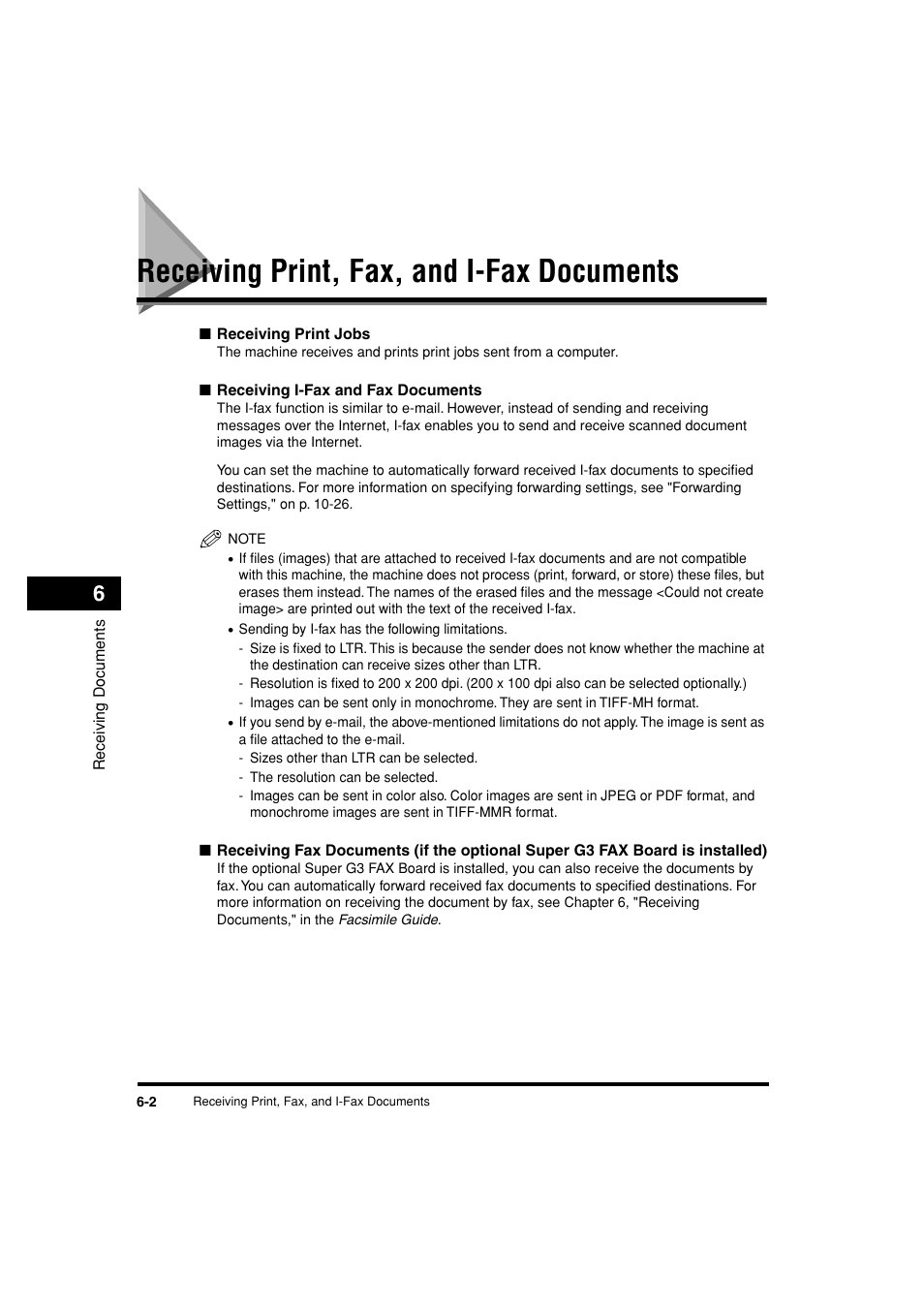 Receiving print, fax, and i-fax documents, Receiving print, fax, and i-fax documents -2 | Canon C3200 User Manual | Page 233 / 563