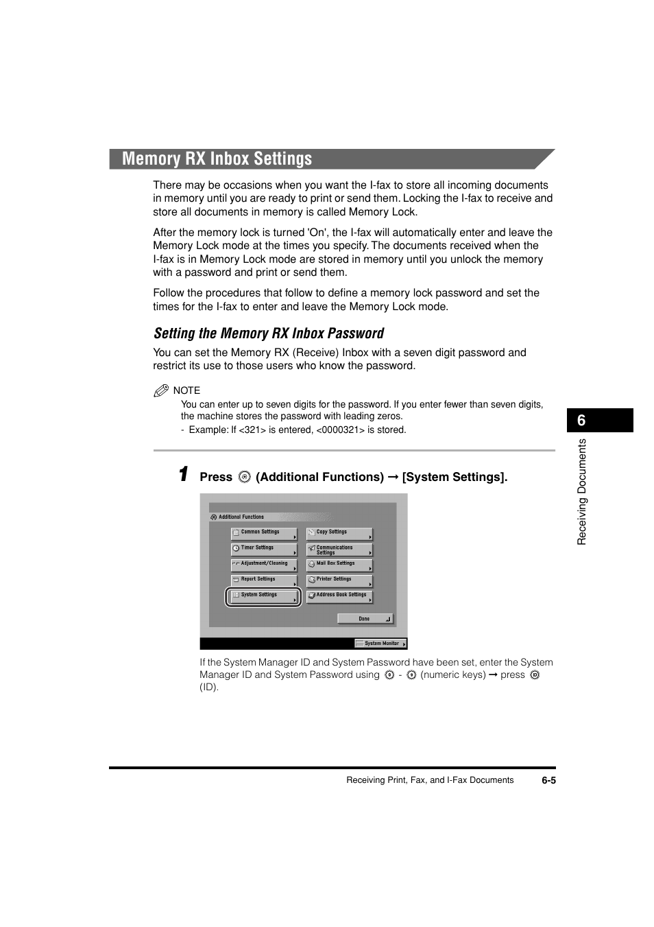 Memory rx inbox settings, Memory rx inbox settings -5, Setting the memory rx inbox password -5 | Canon C3200 User Manual | Page 236 / 563