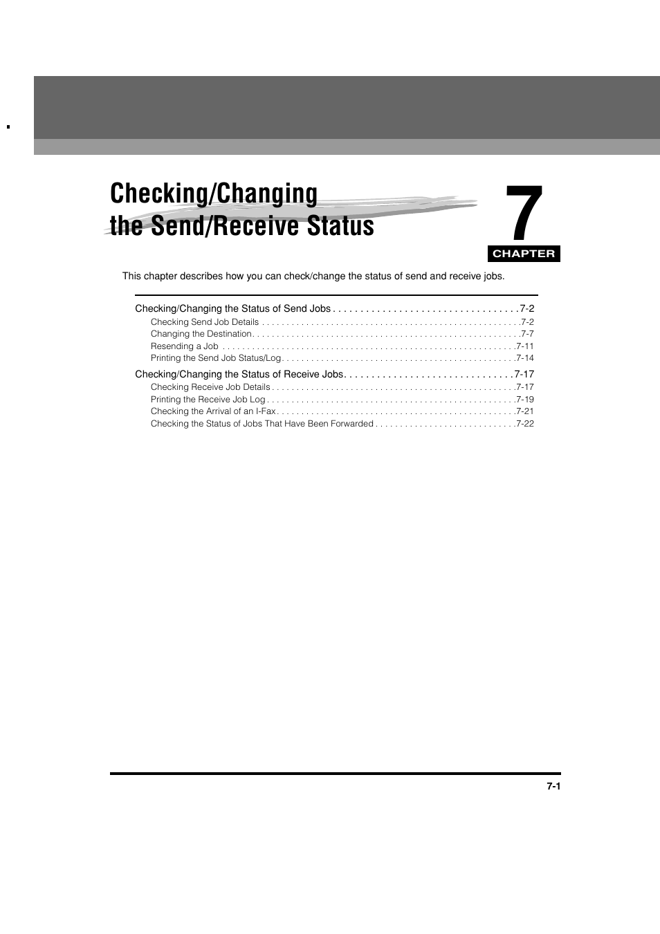 Checking/changing the send/receive status, Chapter 7 | Canon C3200 User Manual | Page 256 / 563