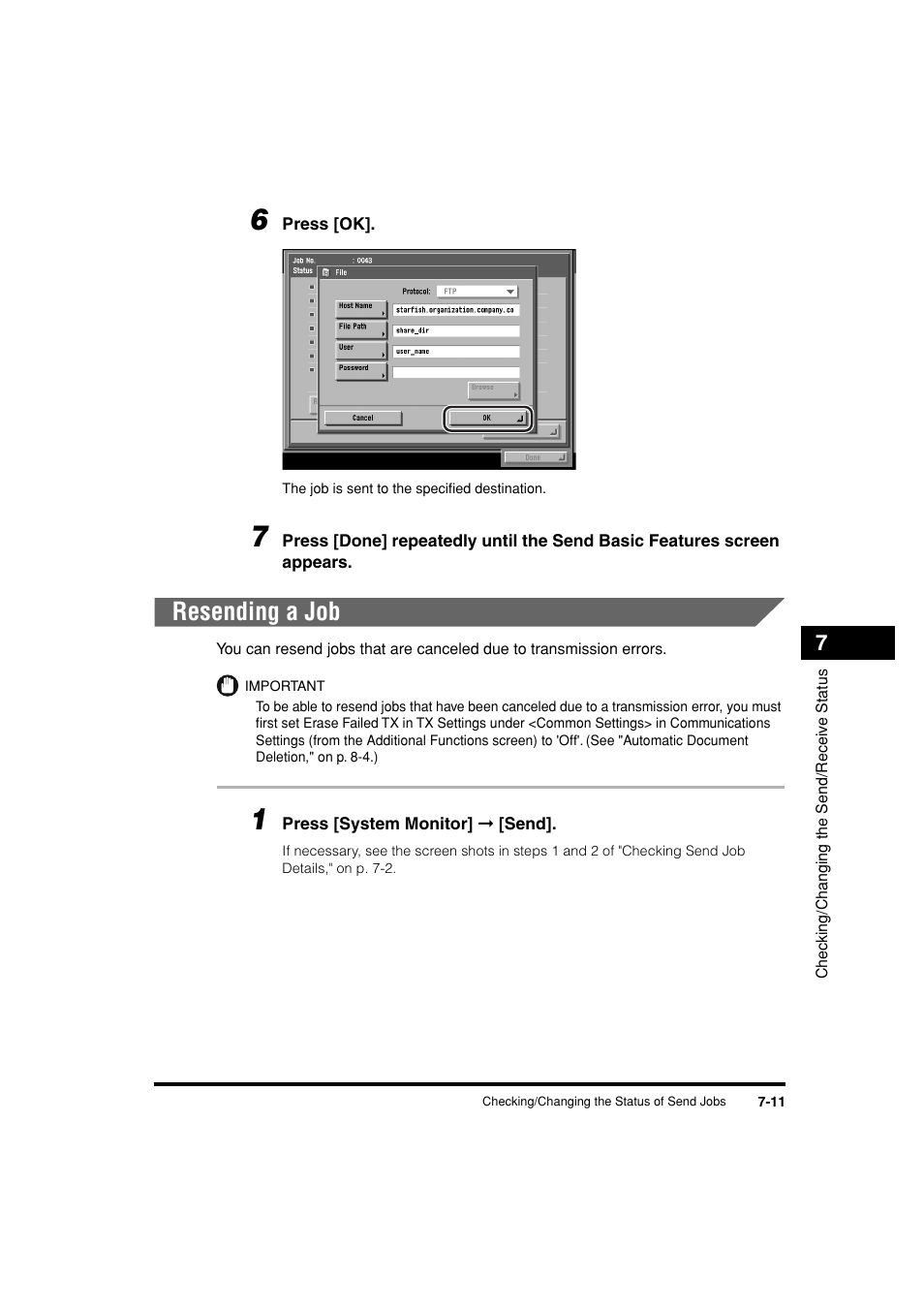 Resending a job, Resending a job -11 | Canon C3200 User Manual | Page 266 / 563
