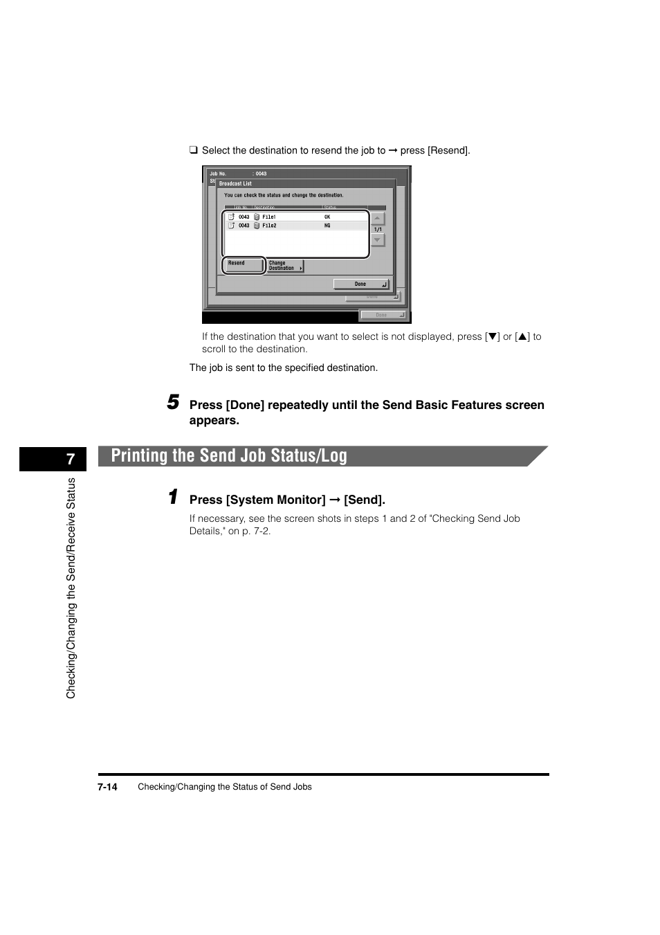 Printing the send job status/log, Printing the send job status/log -14 | Canon C3200 User Manual | Page 269 / 563