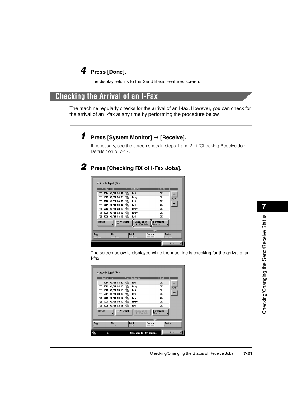 Checking the arrival of an i-fax, Checking the arrival of an i-fax -21 | Canon C3200 User Manual | Page 276 / 563