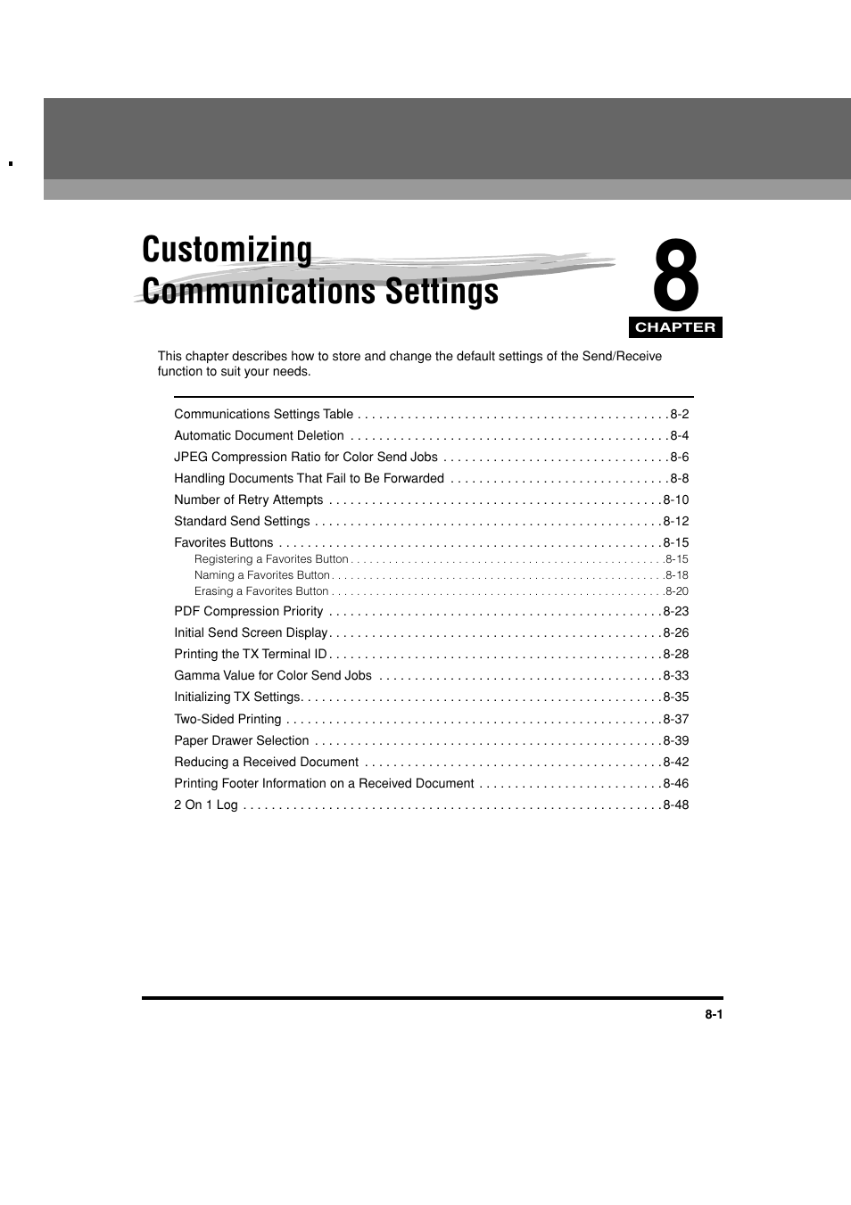 Customizing communications settings, Chapter 8 | Canon C3200 User Manual | Page 280 / 563