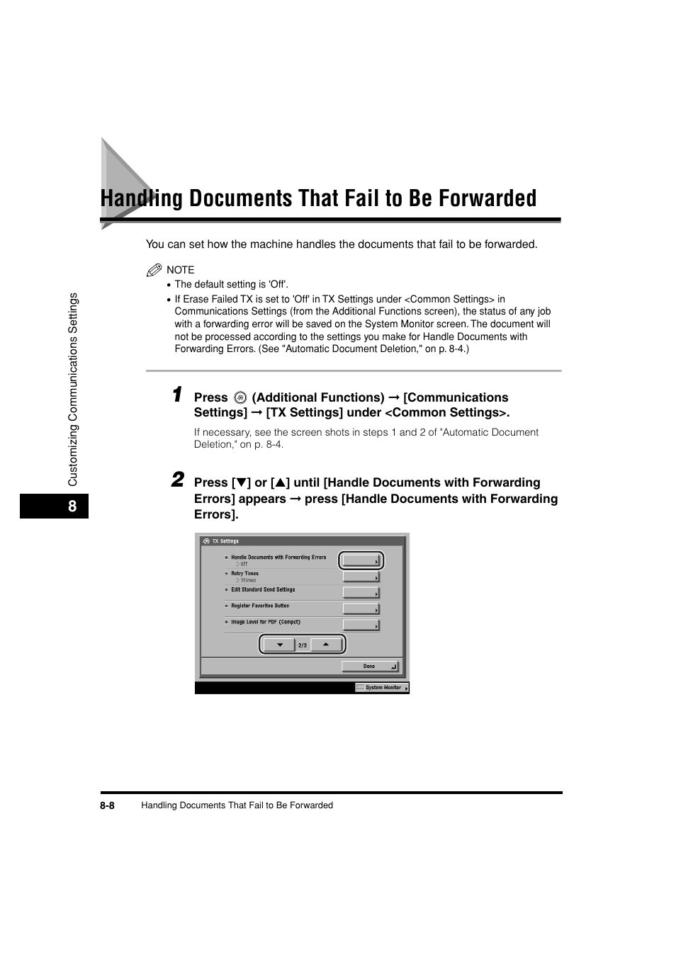 Handling documents that fail to be forwarded, Handling documents that fail to be forwarded -8, P. 8-8 | Canon C3200 User Manual | Page 287 / 563