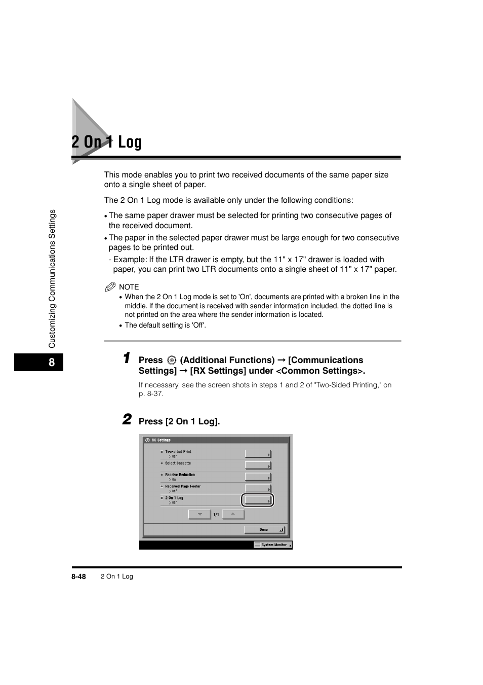 2 on 1 log, 2 on 1 log -48, P. 8-48 | Canon C3200 User Manual | Page 327 / 563