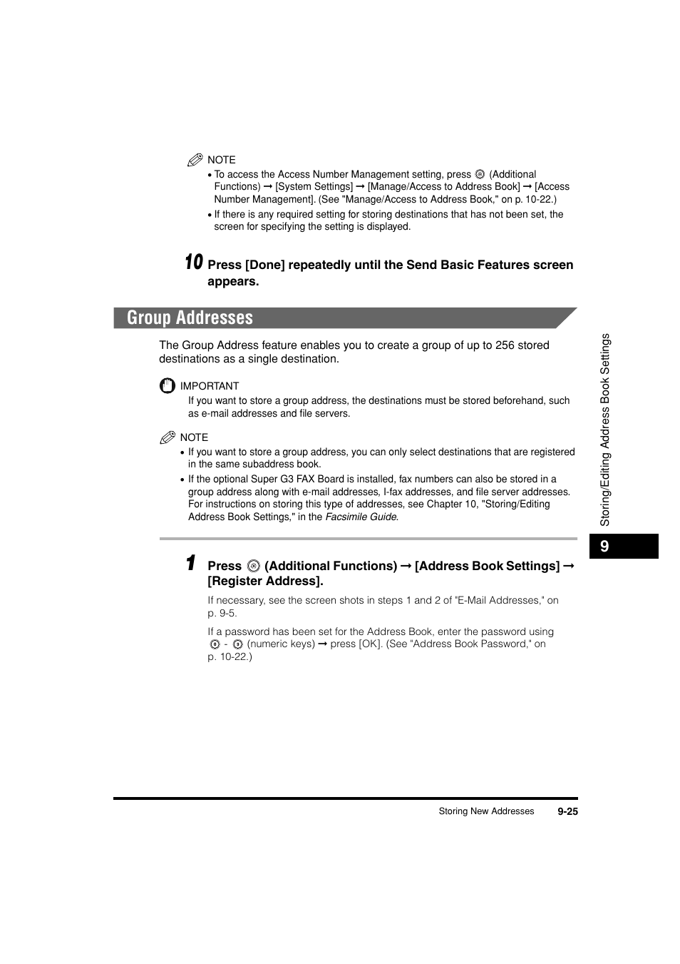 Group addresses, Group addresses -25 | Canon C3200 User Manual | Page 354 / 563