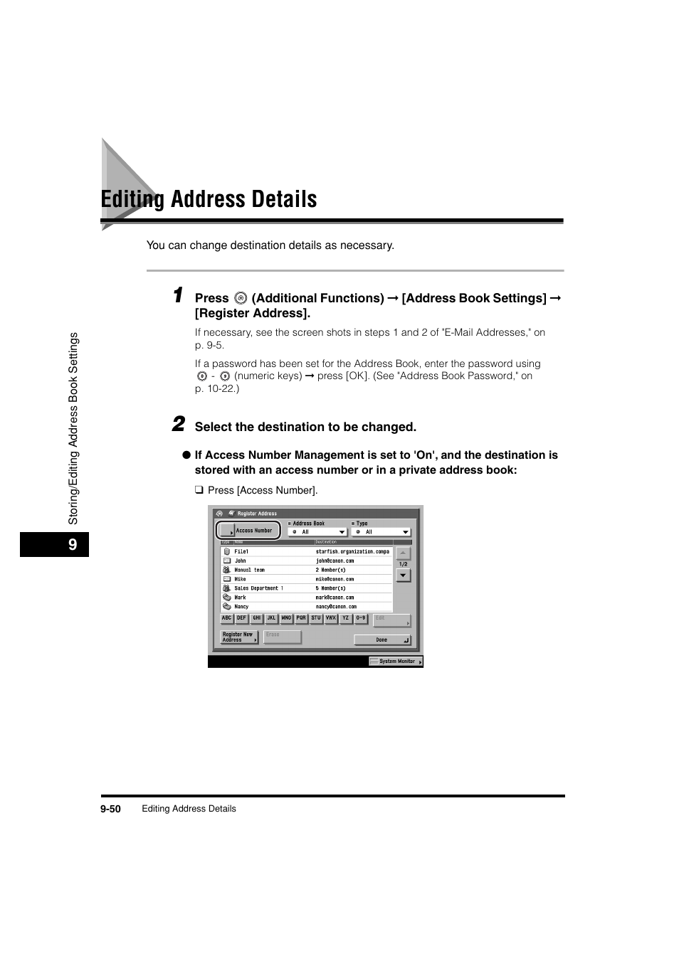 Editing address details, Editing address details -50 | Canon C3200 User Manual | Page 379 / 563