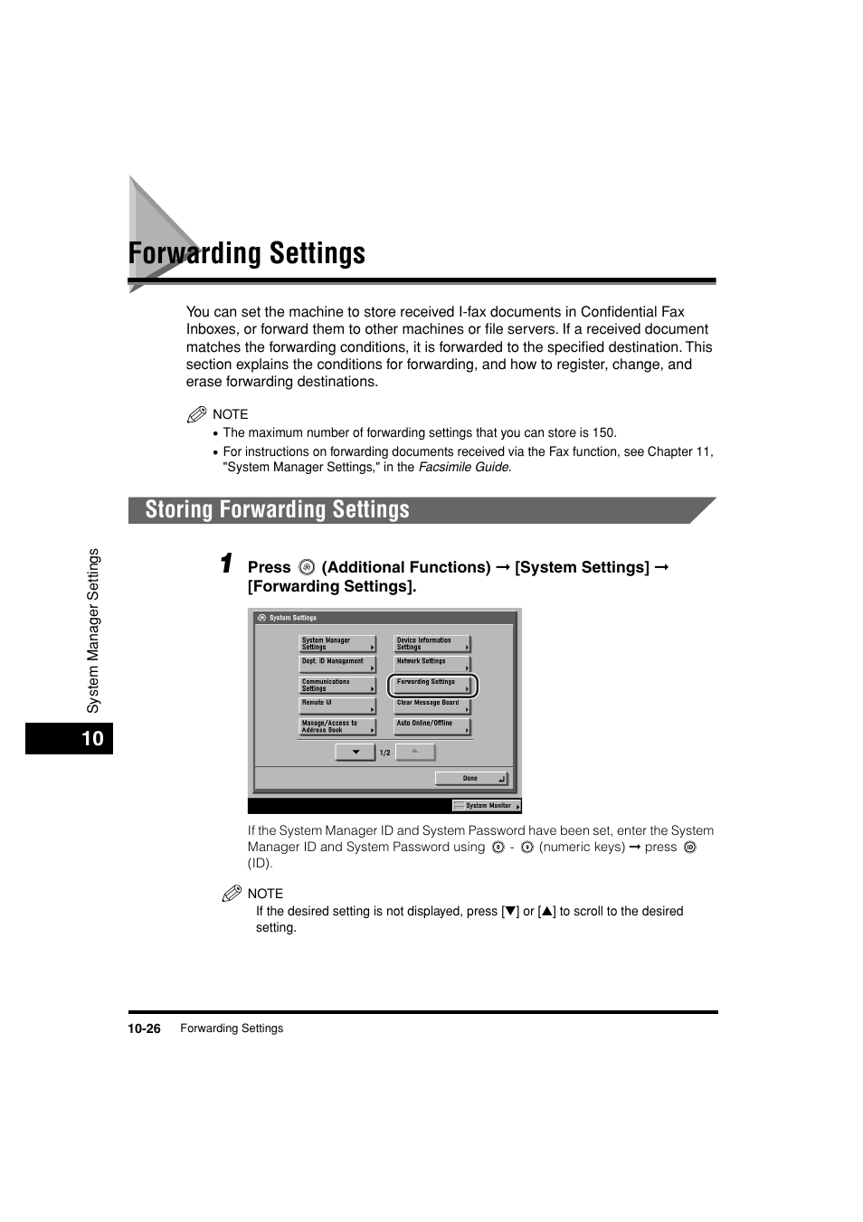 Forwarding settings, Storing forwarding settings, Forwarding settings -26 | Storing forwarding settings -26 | Canon C3200 User Manual | Page 445 / 563