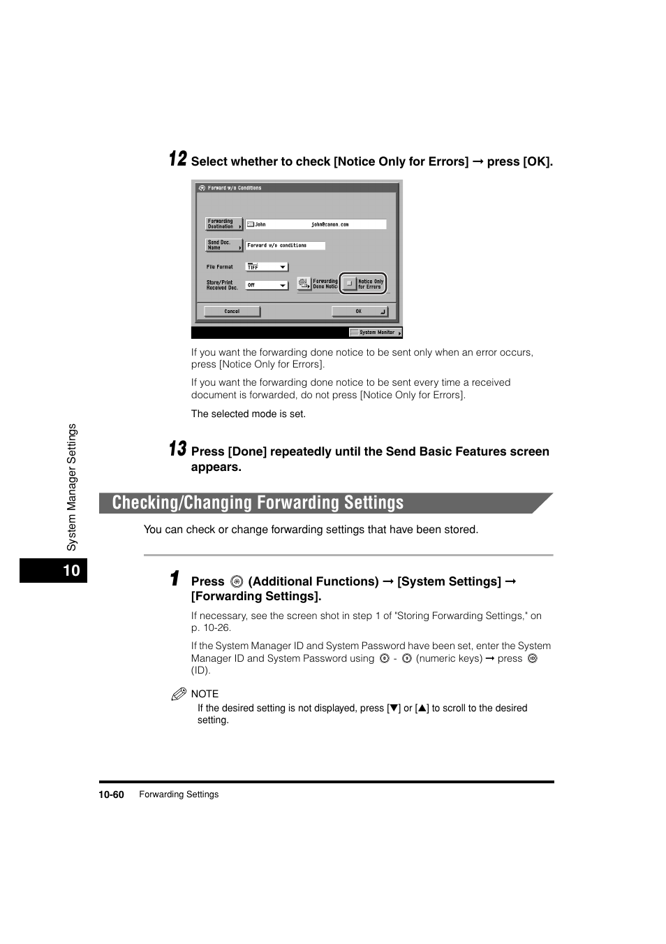 Checking/changing forwarding settings, Checking/changing forwarding settings -60 | Canon C3200 User Manual | Page 479 / 563