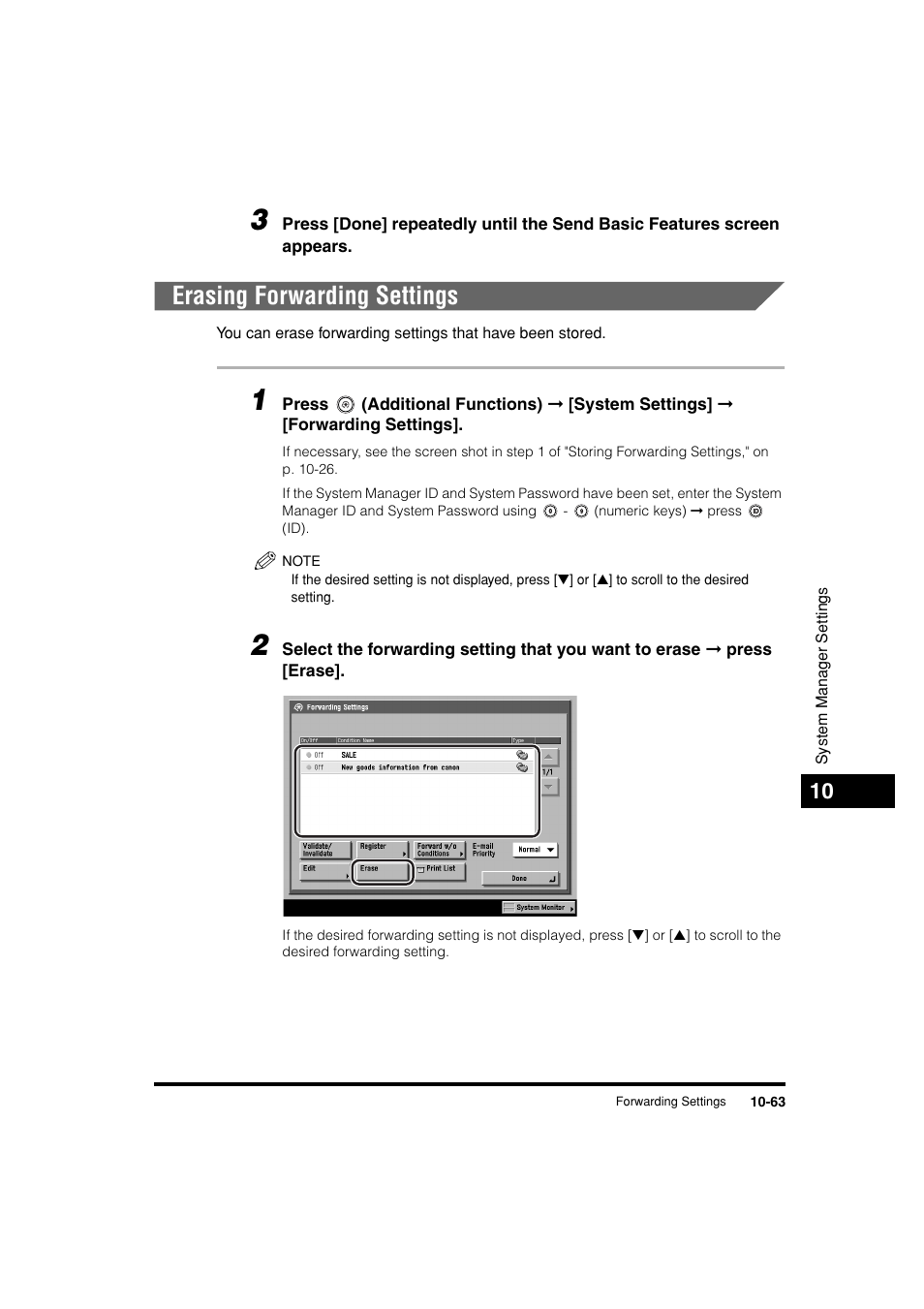 Erasing forwarding settings, Erasing forwarding settings -63 | Canon C3200 User Manual | Page 482 / 563