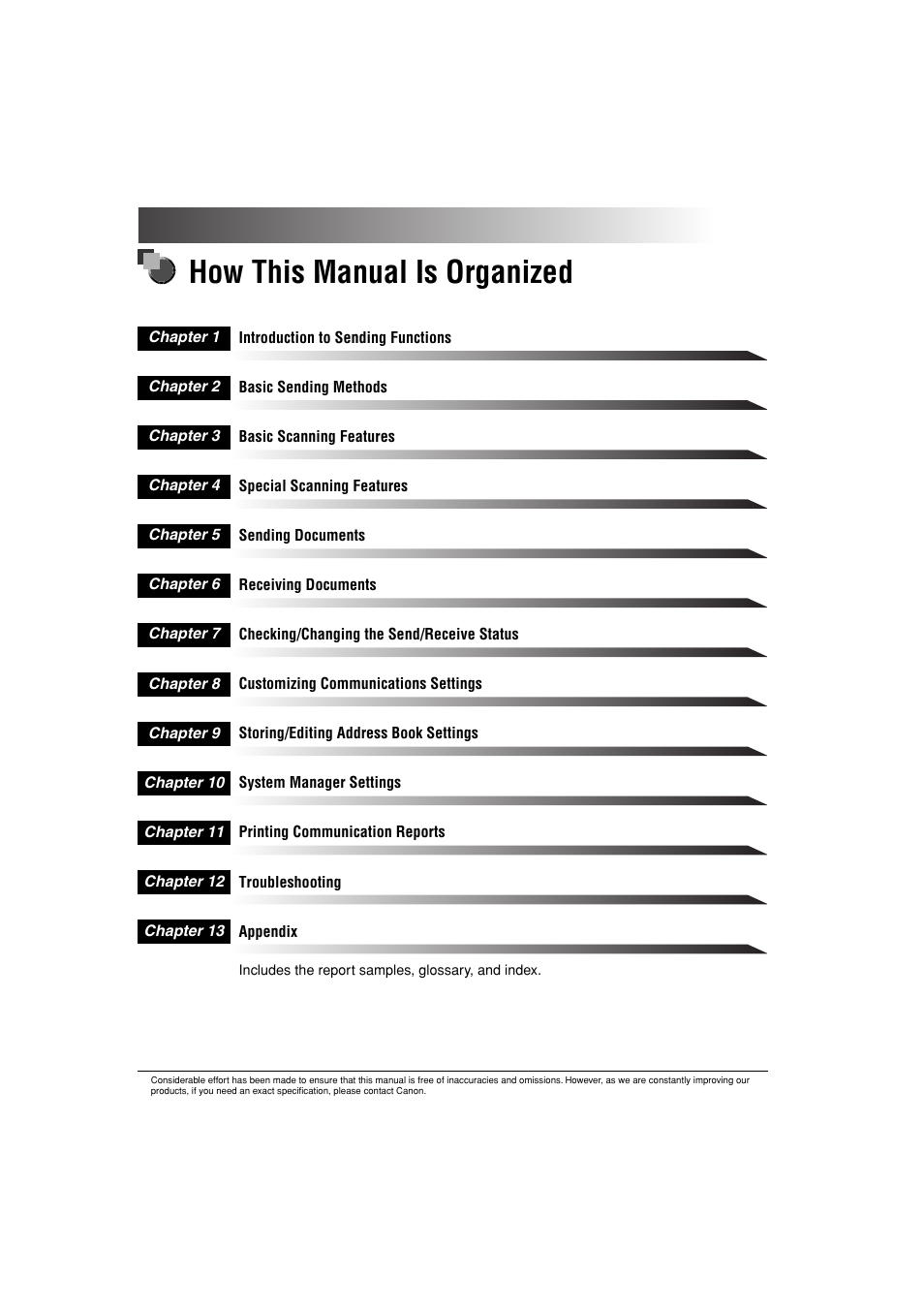 How this manual is organized | Canon C3200 User Manual | Page 5 / 563