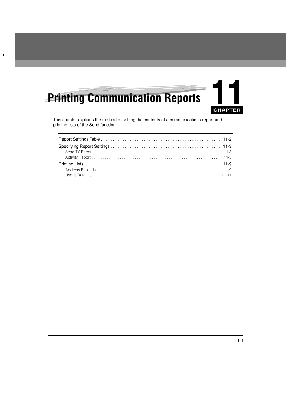 Printing communication reports, Chapter 11 printing communication reports | Canon C3200 User Manual | Page 504 / 563