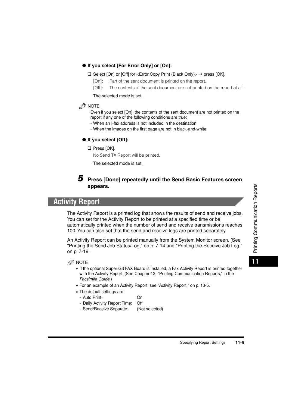 Activity report, Activity report -5, P. 11-5 | Canon C3200 User Manual | Page 508 / 563