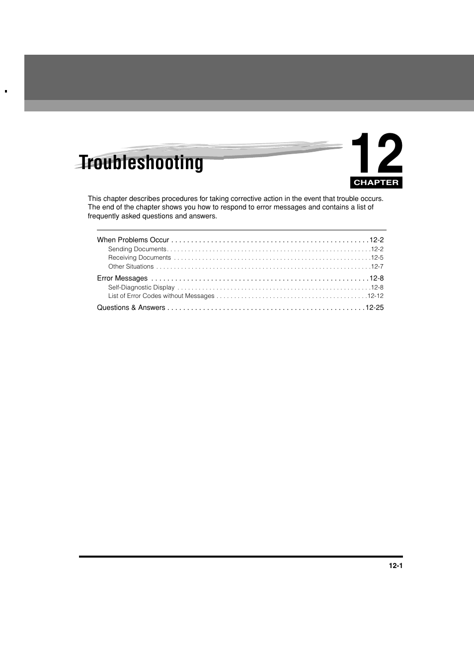 Troubleshooting, Chapter 12 troubleshooting | Canon C3200 User Manual | Page 516 / 563